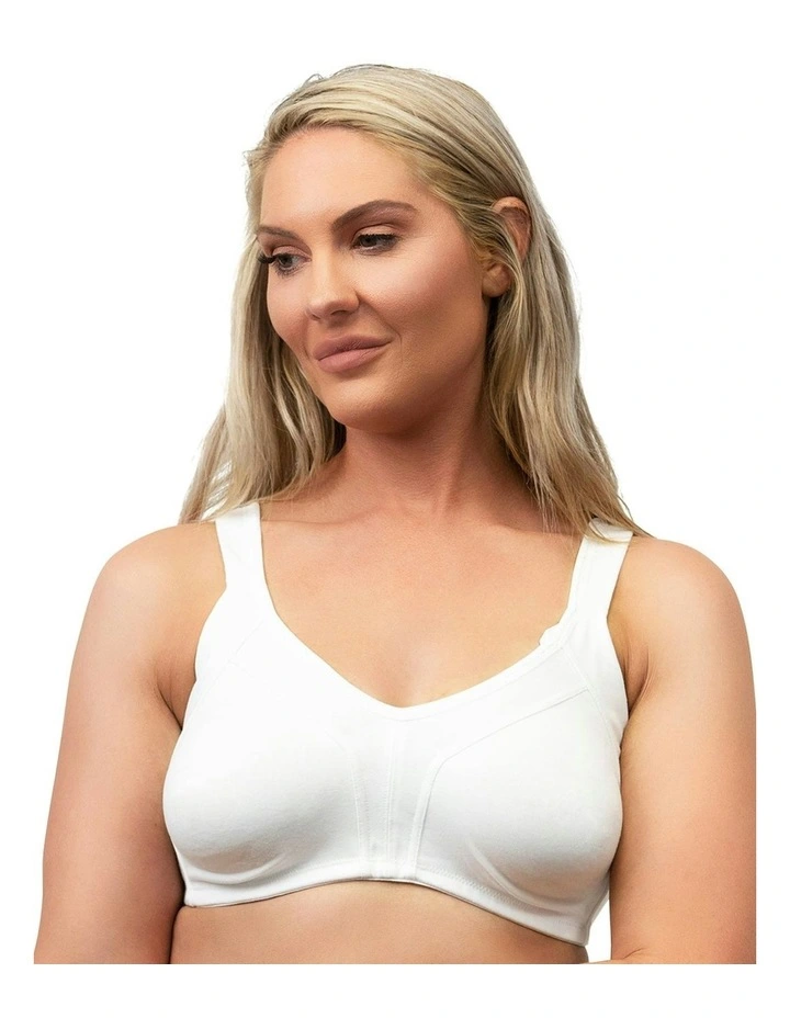 Side Smoothing Organic Cotton Wirefree Minimiser Bra in White