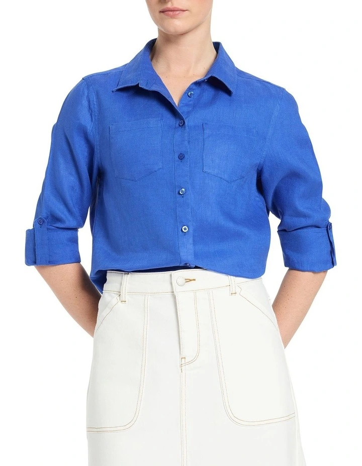 Everly Linen Shirt in Cameo Blue