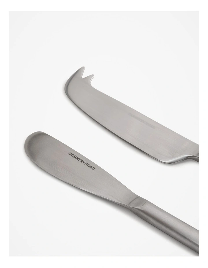 Nolan Cheese Knife Set Of 2 in Brushed Steel