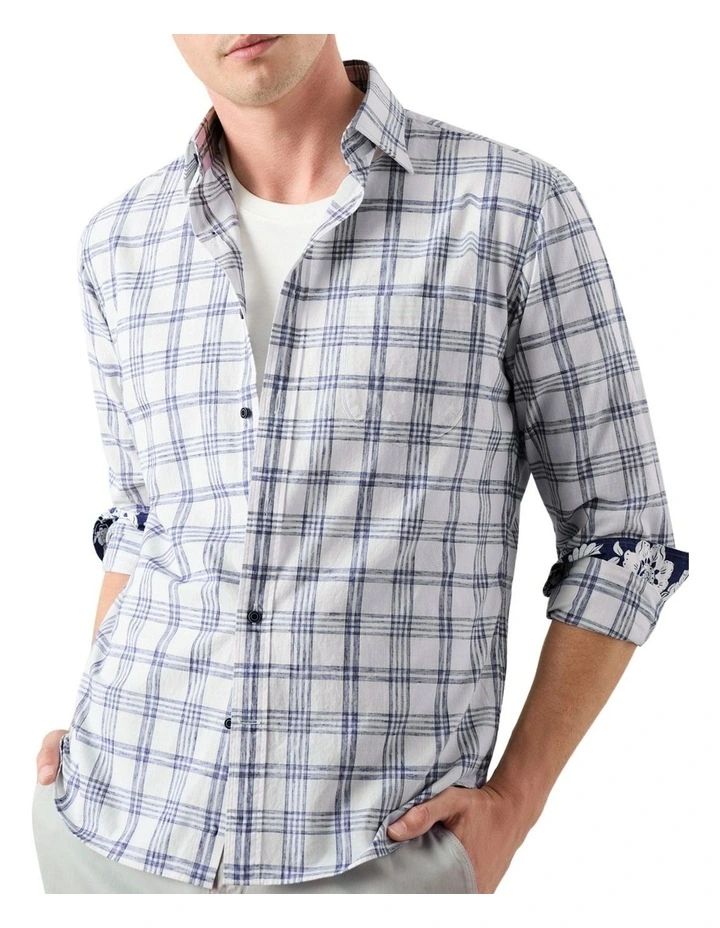 Accera Check Shirt in White Blue