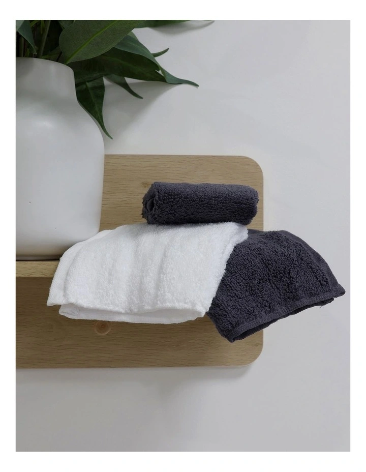 Nordic Wash Cloths 3 Pack in Charcoal/White
