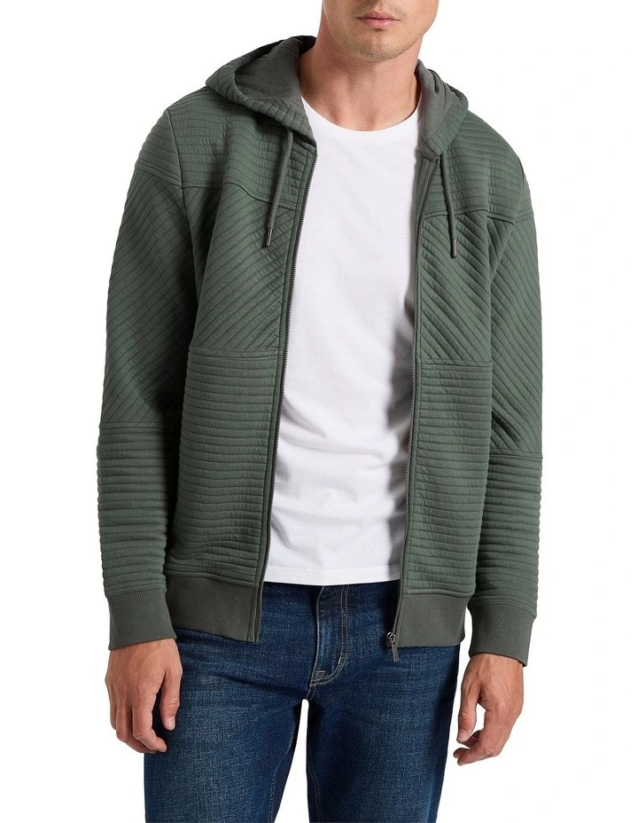 Helme Zip Thru Hoodie in Eucalyptus