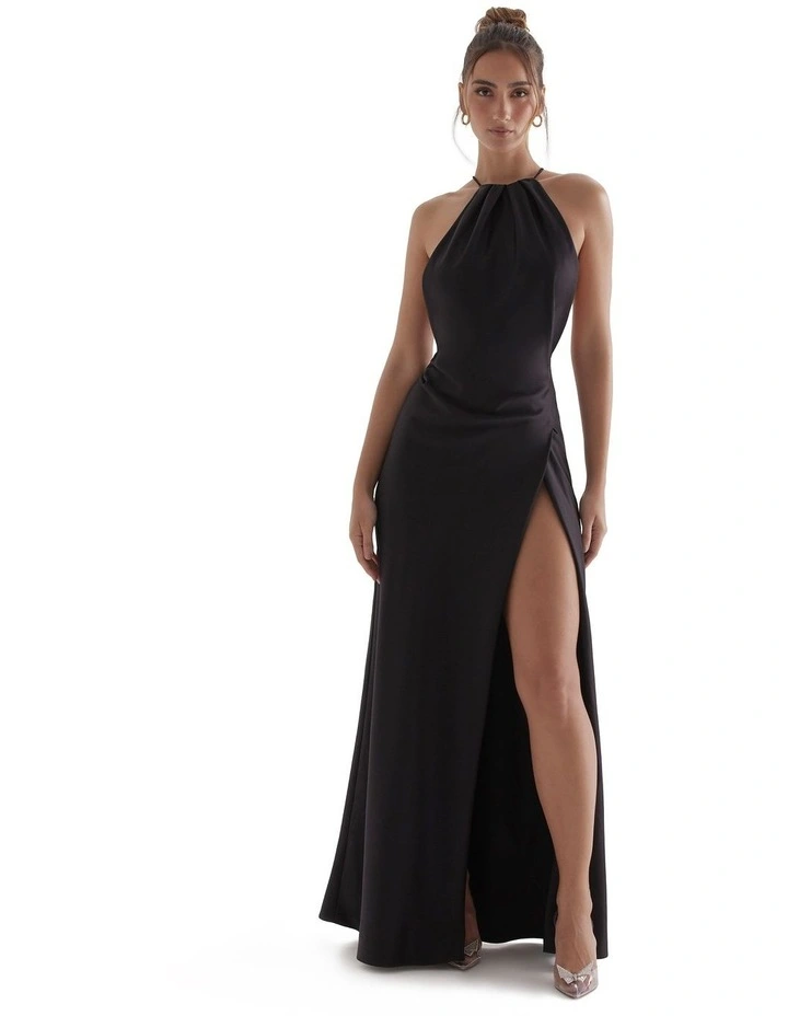 Zanab Thigh Slit Maxi Dress in Black