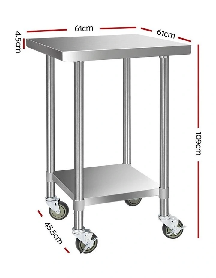 610x610mm Commercial 430 Stainless Steel Bench