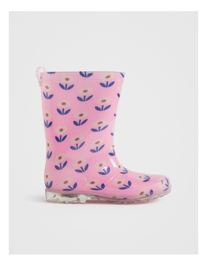 Flower Light Up Gumboot in Candy Pink