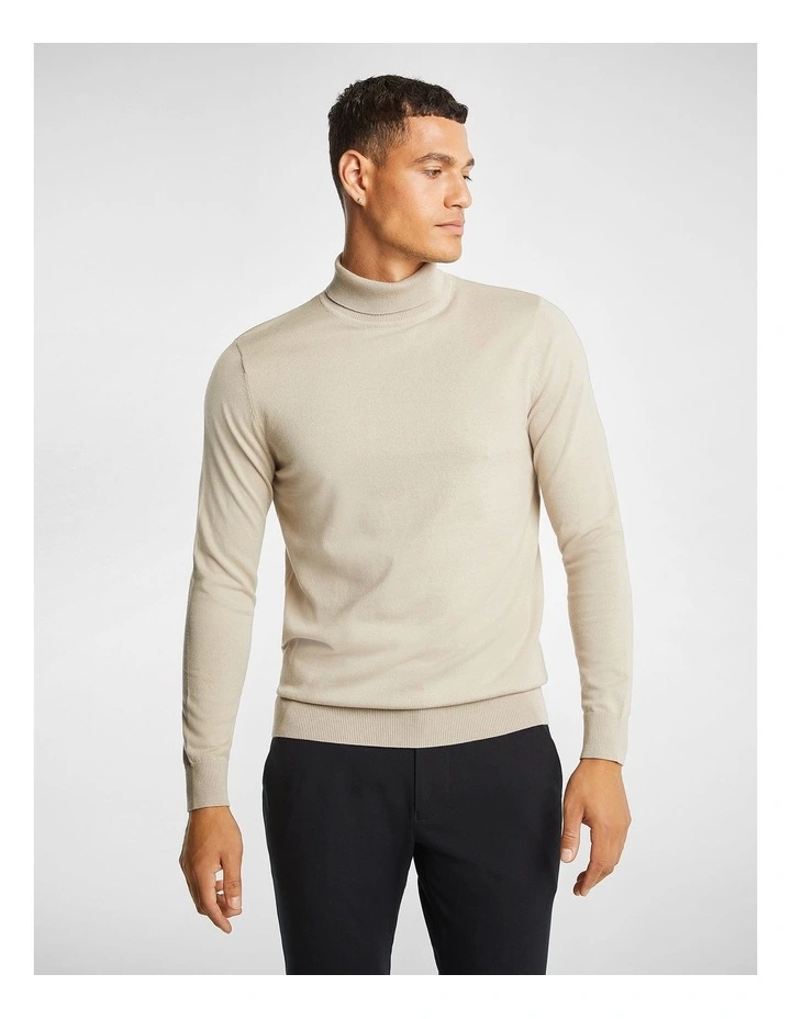 Gillespie Turtle Neck Knit Jumper in Natural