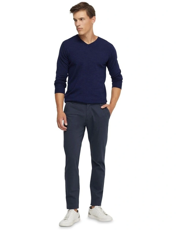 V-Neck Pure Merino Wool Knit in Navy