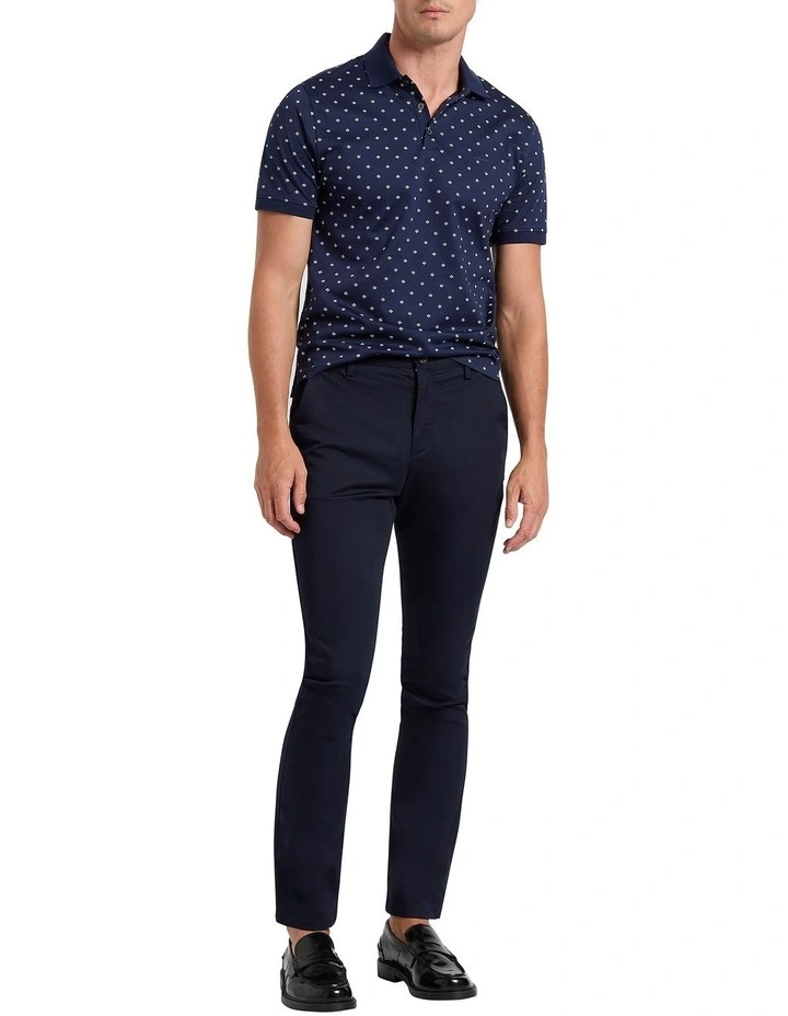 Kei Mercerized Polo Shirt in Navy Multi