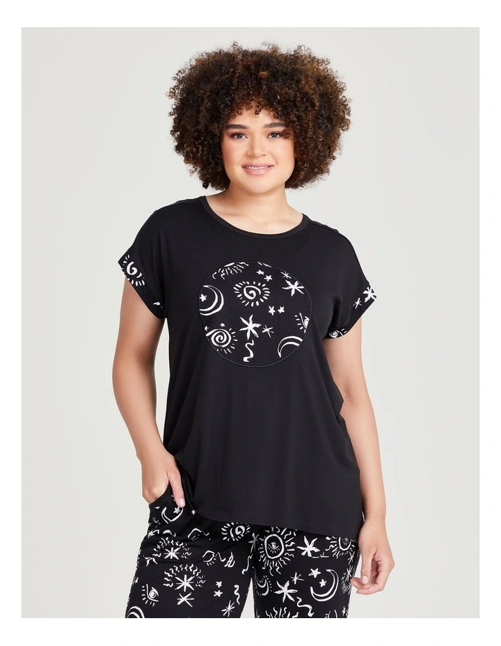 Bamboo Celestial Pyjama Top in Black