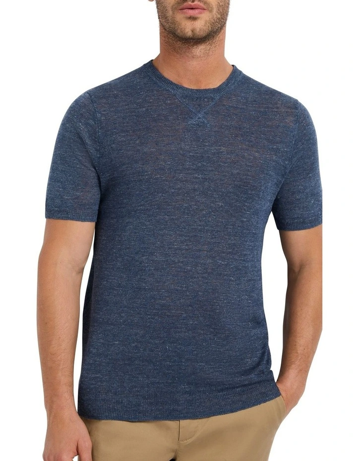 Jax Knit Tee in Denim Blue