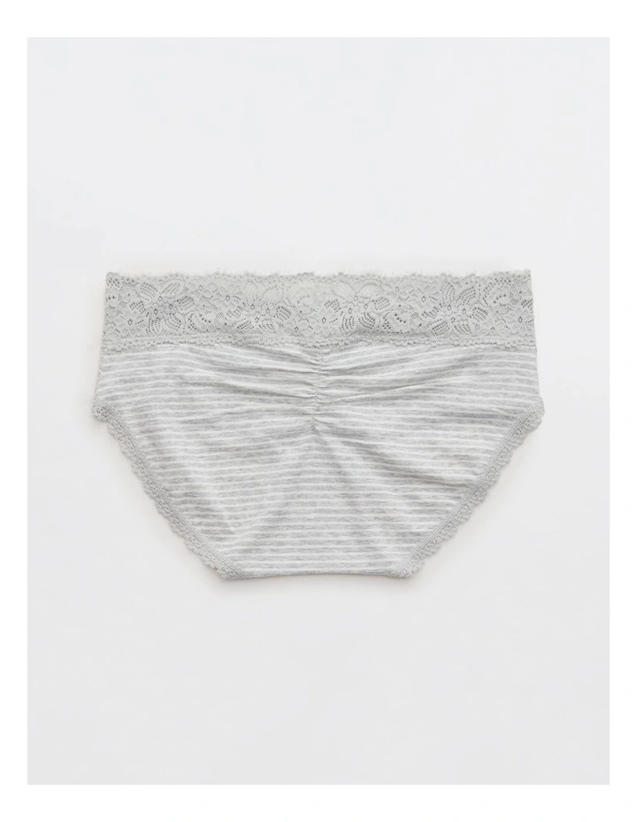 Super Chill Cotton Eyelash Lace Brief in Gray