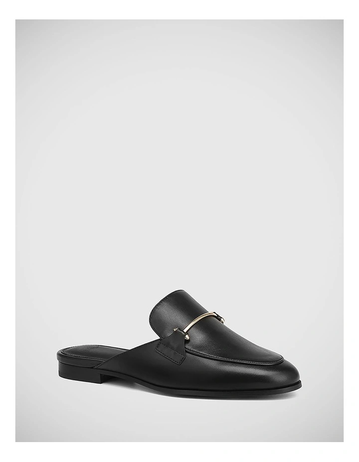 Adelaide Leather Flat Mule in Black