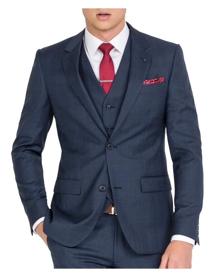 Unique Soft Blue Tonal Check Jacket Short