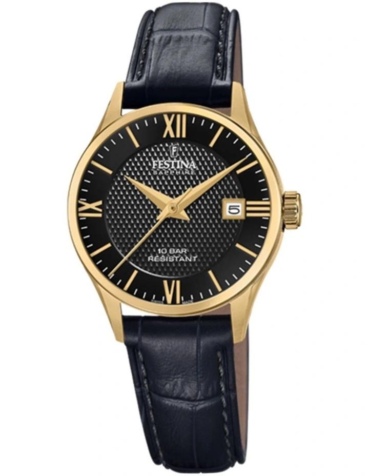 Swiss Stainless Steel Watch in Black