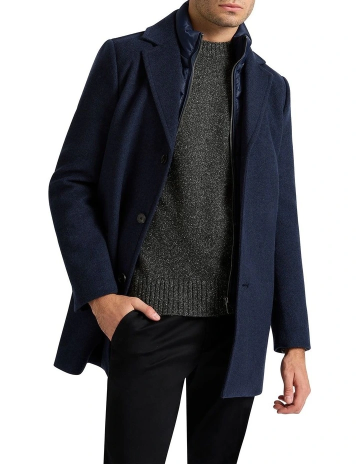 Sean Crombie Coat in Navy Marle