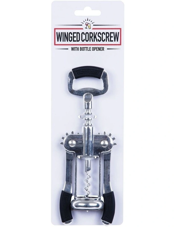 Winged Corkscrew Bottle Opener Silver