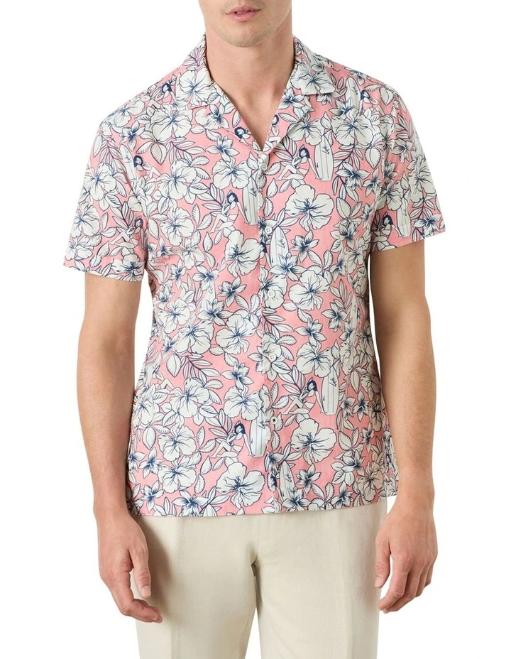 Malia Short Sleeve Shirt in Coral White