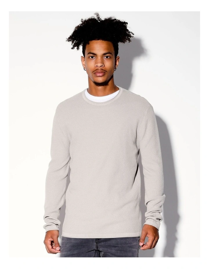 Tomas Textured Knit Pullover in Beige