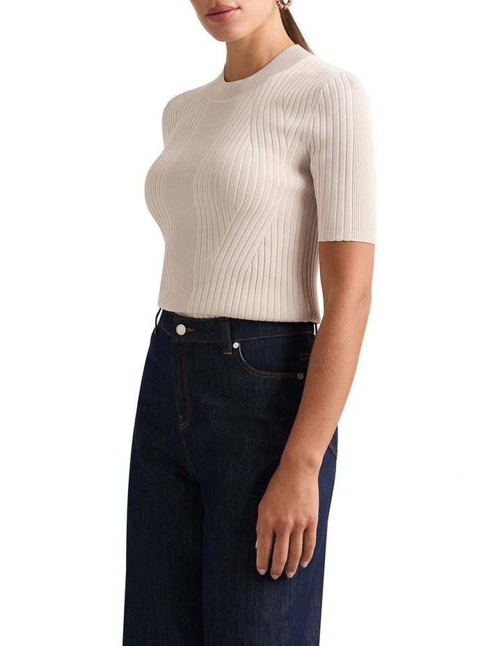 Deirdre Knit Tee in Beige
