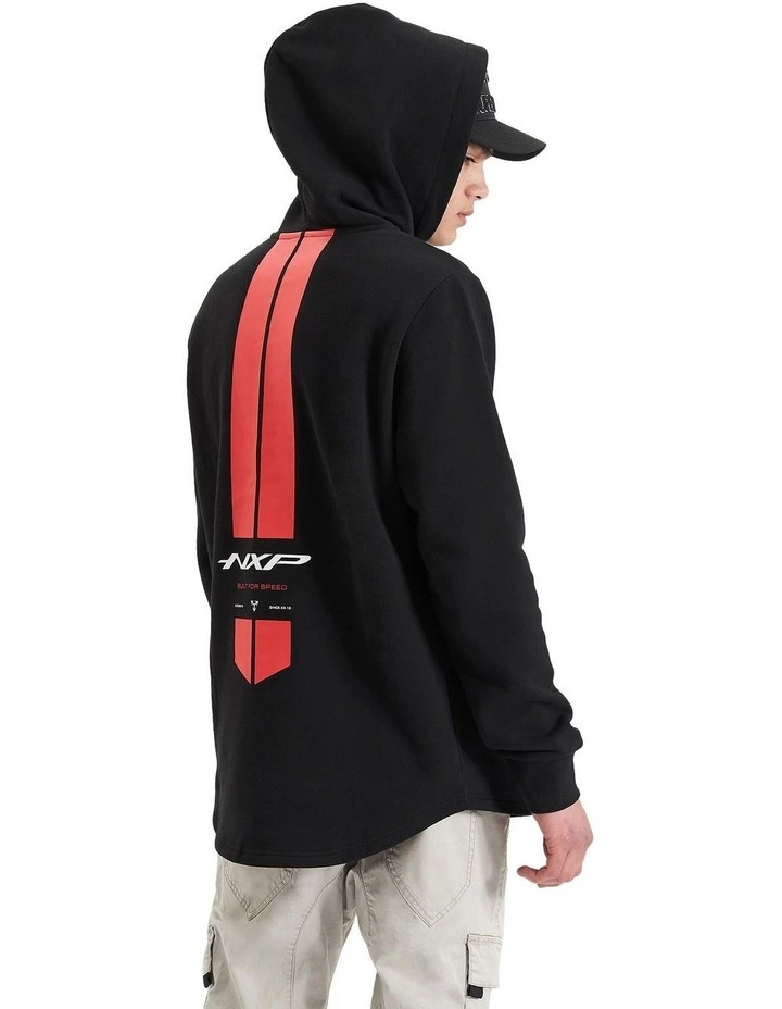 Parallax Hooded Dual Curved Sweater in Jet Black