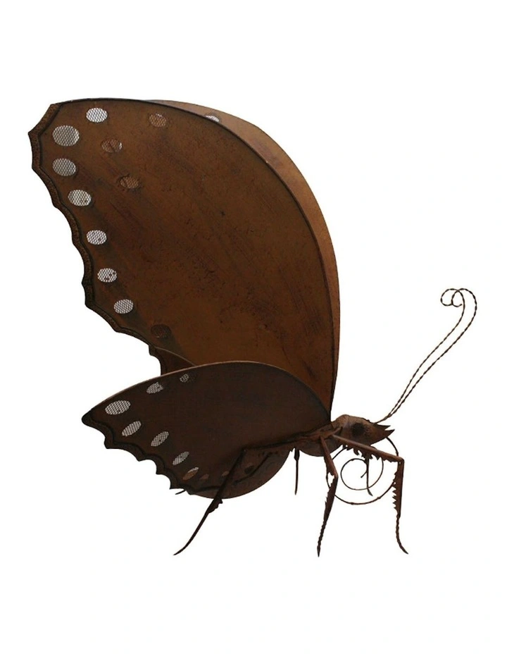 Metal Butterfly Garden Statue in Rust