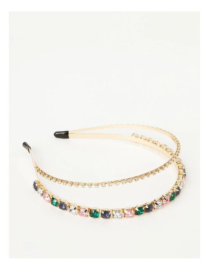 Diamante Twin Band Headband in Multi