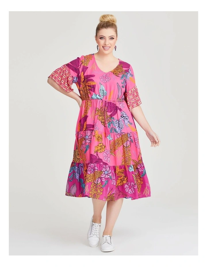 Natural Floral Geo Mix Dress in Print