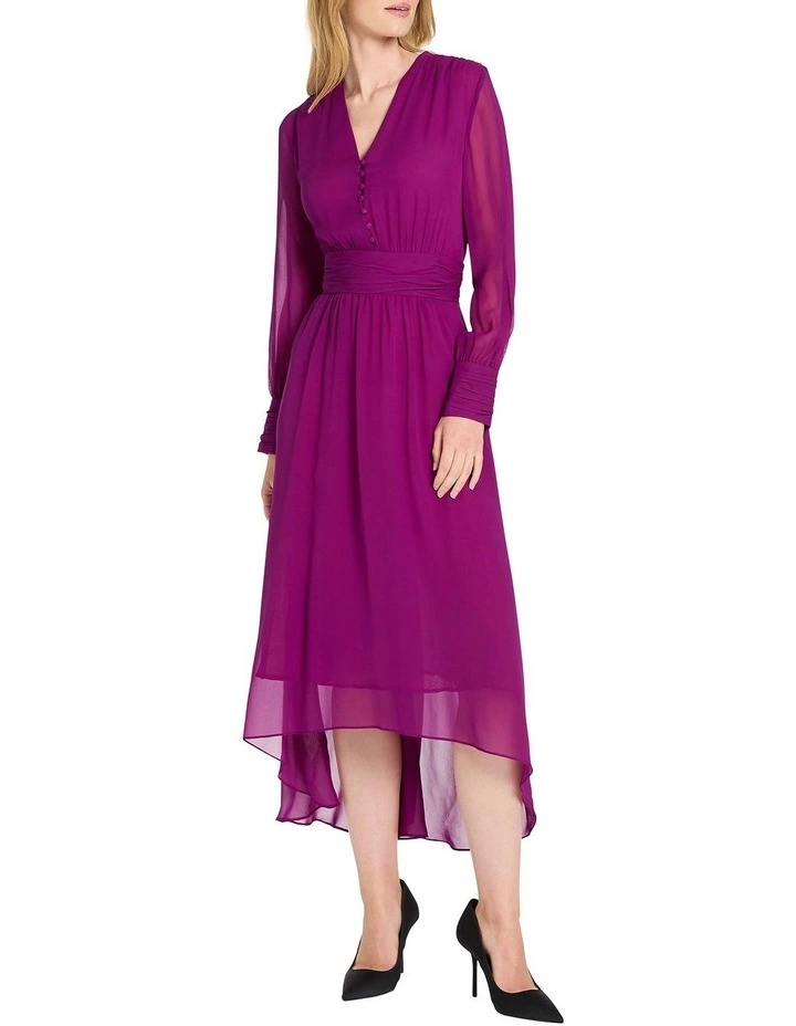 Ashton Silk Dress in Plum
