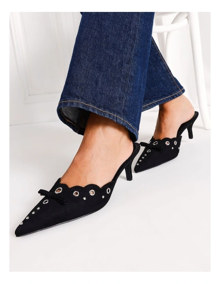 Sierra Heeled Pumps in Black Micro
