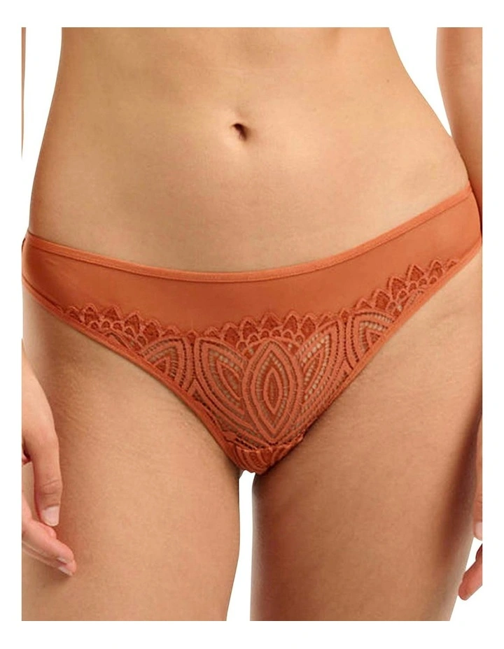 Lisa High Cut Brazilian Lace Brief in Cinnamon