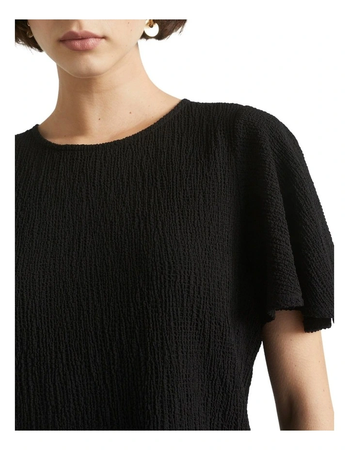 Textured Flutter Sleeve Top
