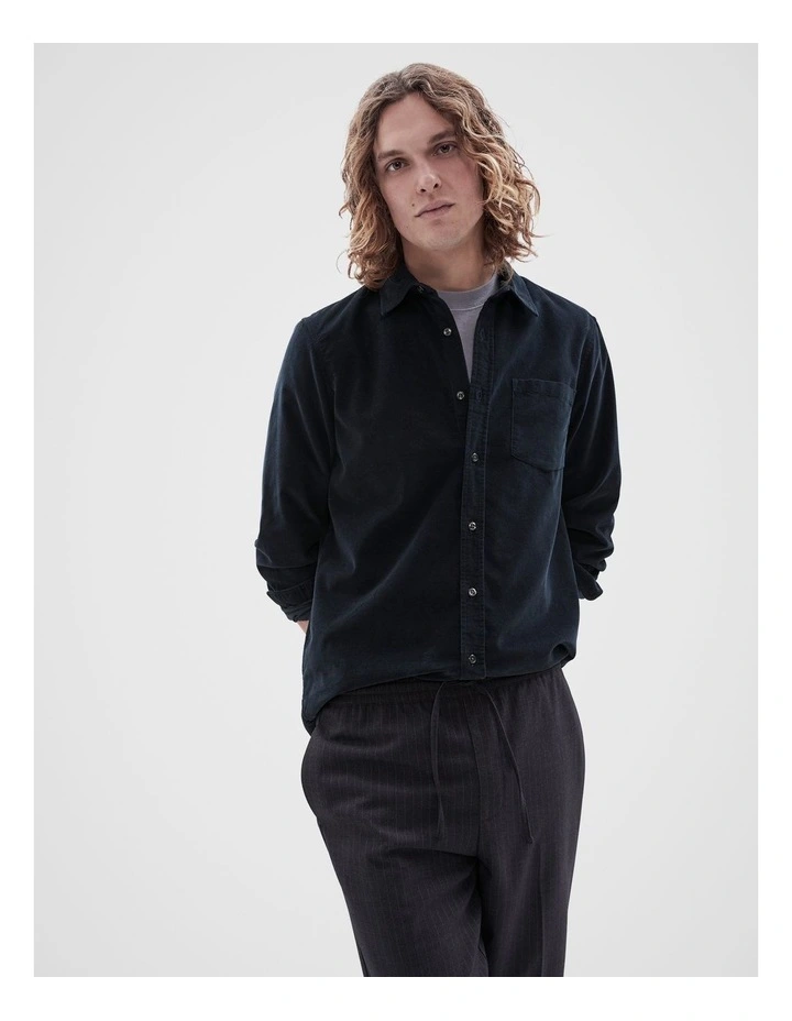 Cord Long Sleeves Regular Fit Shirt in Navy