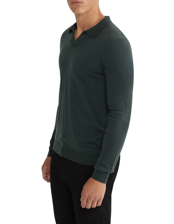 Blair V-Neck Polo Sweater in Green