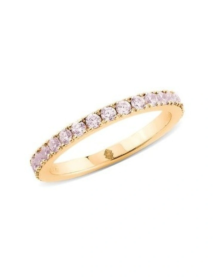 Complete Ring with Man Made Diamonds in Pink