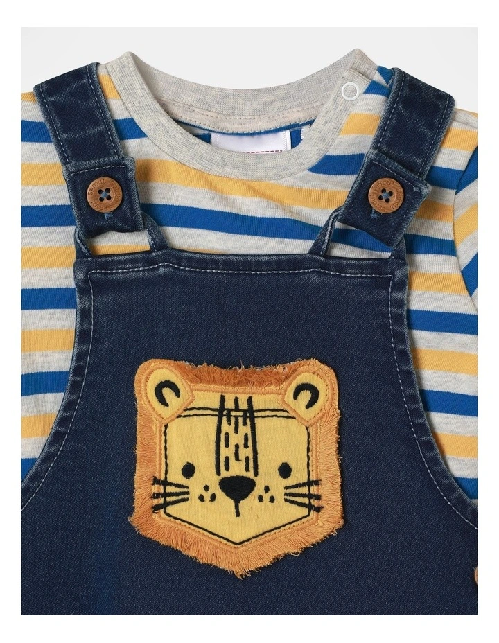 Novelty Knit Denim Overall Set in Denim
