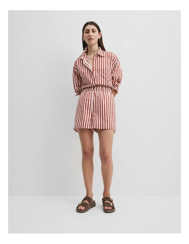 Pull-on Voile Short in Russet Stripe