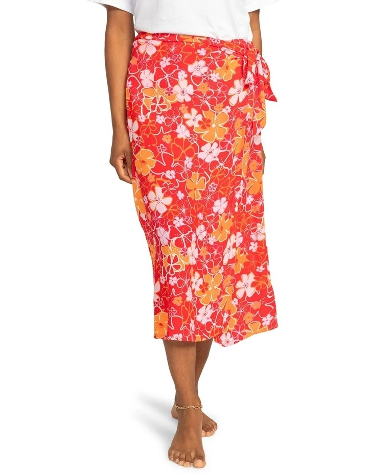 Midtown Sun Midi Wrap Skirt in Bittersweet Meadow Flowers