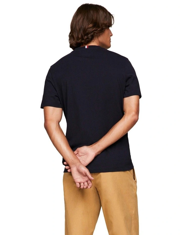Monotype Chest Stripe Tee in Navy
