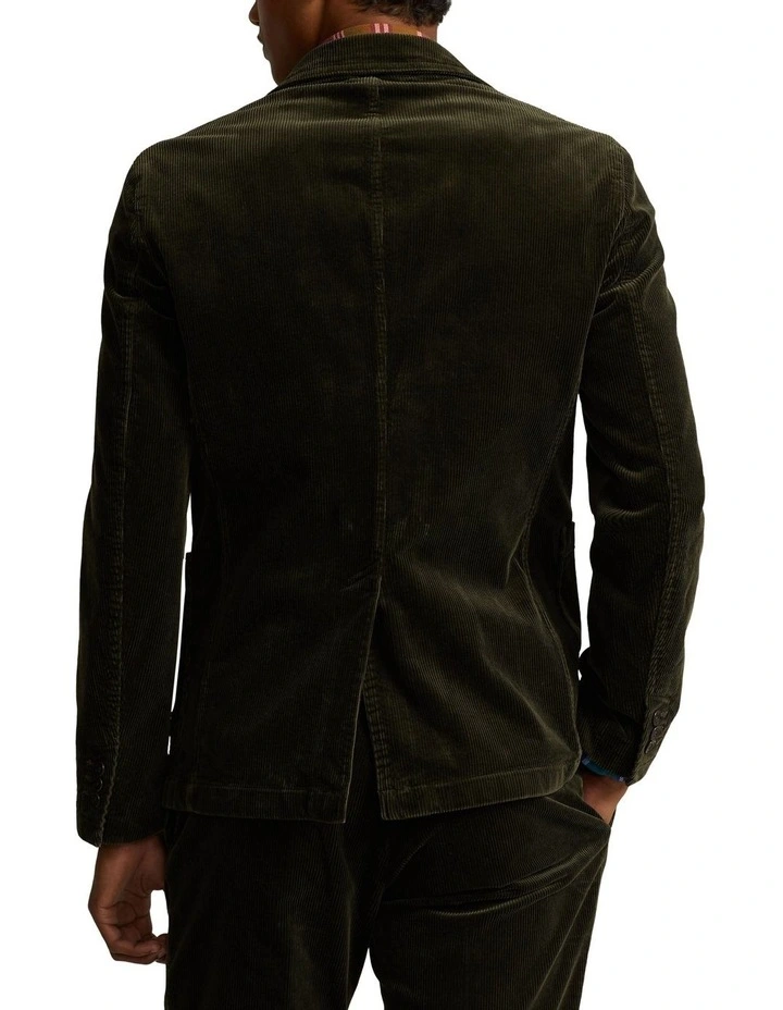 Washed Stretch Corduroy Suit Jacket in Green