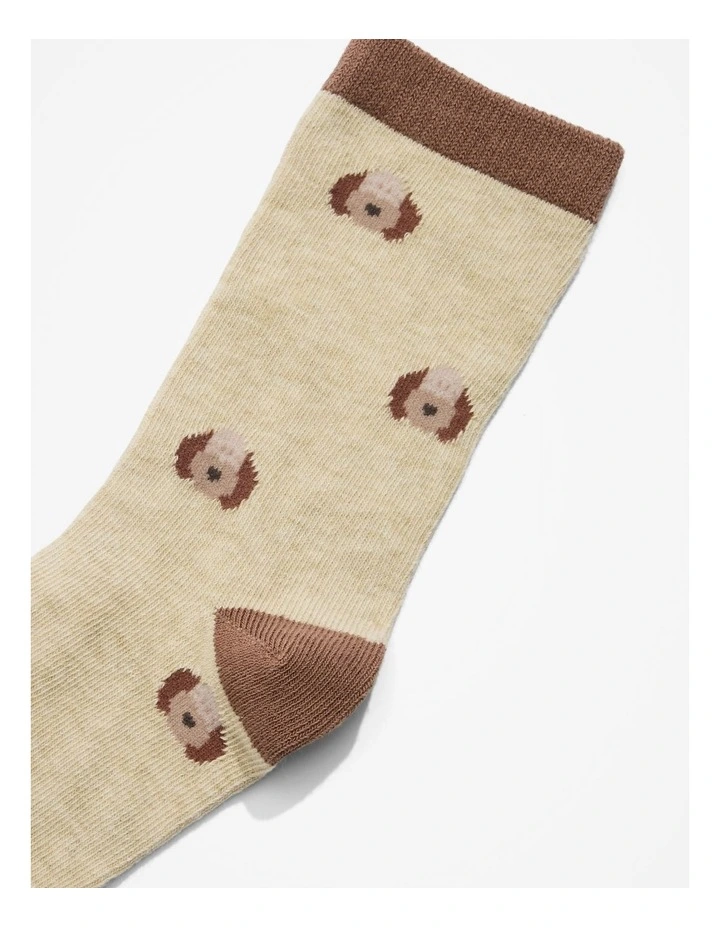 Organically Grown Cotton Blend Dog Socks in Oatmeal Marle