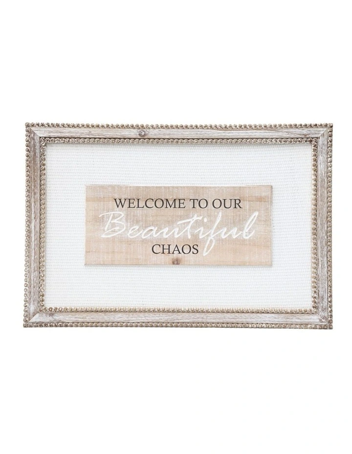 Beautiful Chaos Welcome Sign Wall Art in Natural