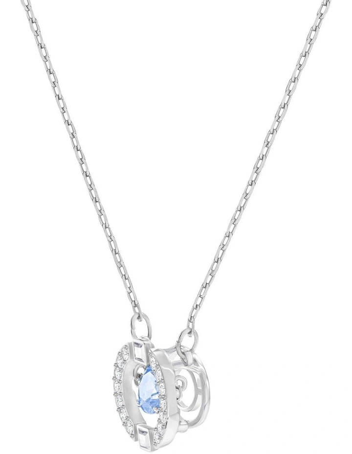 Sparkling Dance Necklace Round Cut Rhodium Plated in Blue