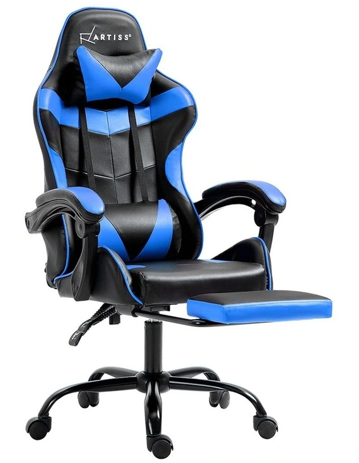 Leather Office Chair in Black/Blue