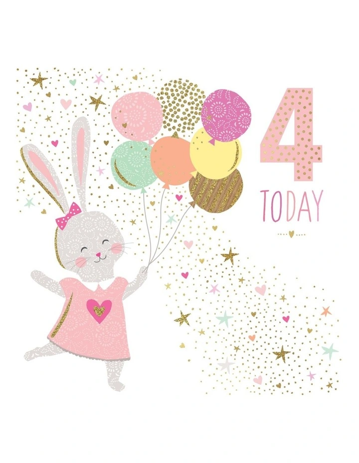4th Birthday rabbit & balloons