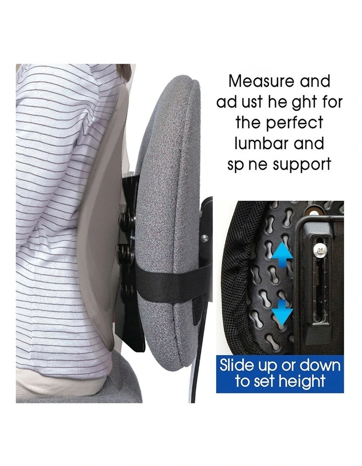 Ergo Fit Lumbar Maxx Back Support Adjustable Pillow/Cushion in Grey