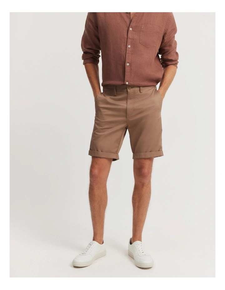 Verified Australian Cotton Stretch Chino Short in Tan