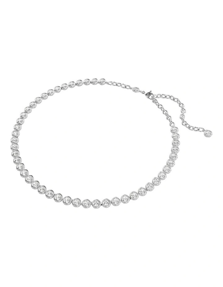Imber Tennis Necklace Round Cut Rhodium Plated in White