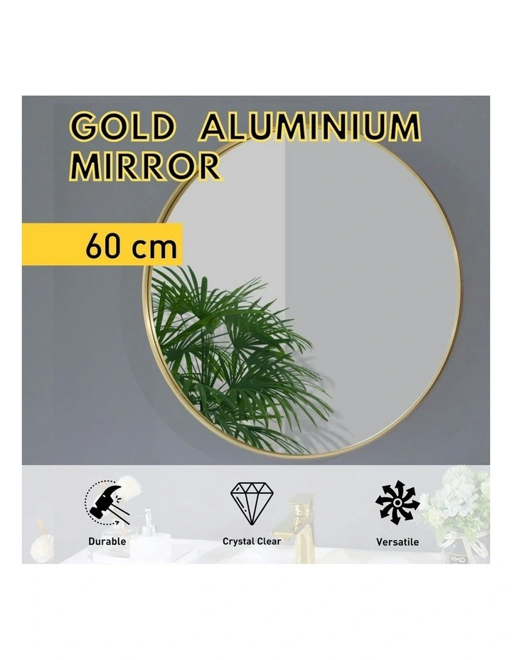 Aluminium Wall Mirror Round 60cm in Gold