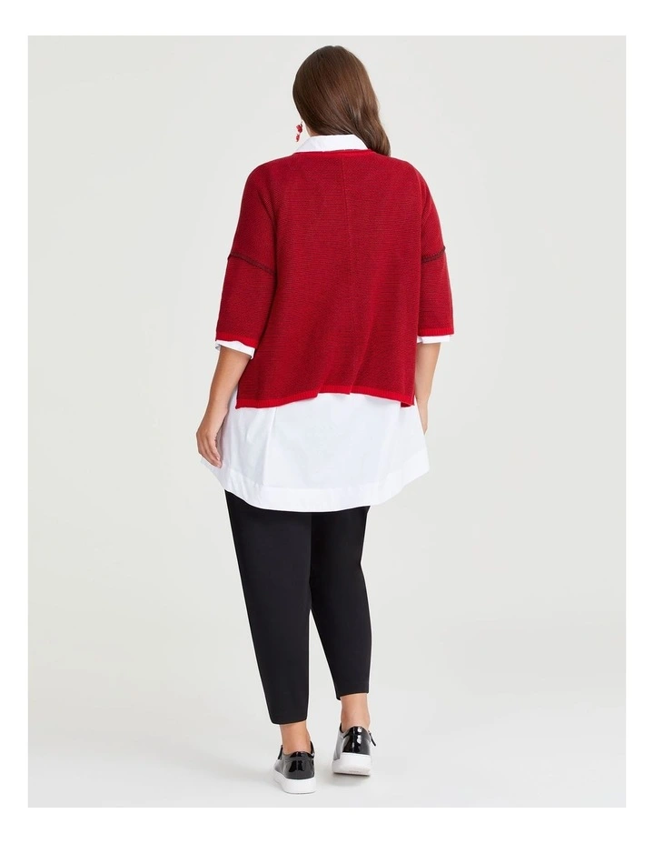 Twist Yarn Cotton Jumper in Ribbon Red/Black
