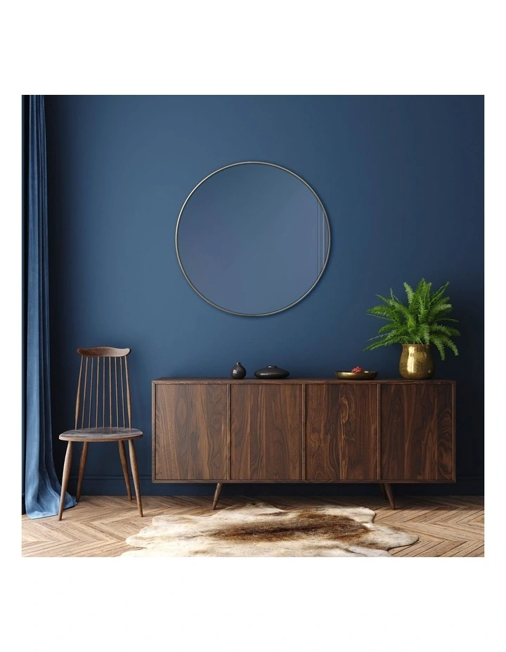 Linda Round Wall Mirror 90cm in Gold
